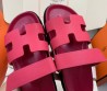 Женские кожаные шлепанцы Hermes розовые 2025