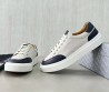 Мужские текстильные кеды Kiton бежевые с синими кожаными элементами 2025