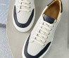 Мужские текстильные кеды Kiton бежевые с синими кожаными элементами 2025