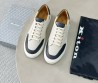 Мужские текстильные кеды Kiton бежевые с синими кожаными элементами 2025
