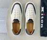 Мужские текстильные кеды Kiton бежевые с синими кожаными элементами 2025
