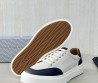 Мужские текстильные кеды Kiton бежевые с синими кожаными элементами 2025