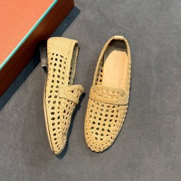 Женские плетеные лоферы Loro Piana Leon бежевые 2025