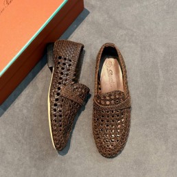 Женские плетеные лоферы Loro Piana Leon коричневые 2025