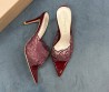 Женские текстильные мюли Gianvito Rossi бордовые с острым носком каблук 8,5 см 2025