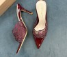 Женские текстильные мюли Gianvito Rossi бордовые с острым носком каблук 8,5 см 2025