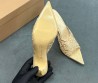 Женские текстильные мюли Gianvito Rossi бежевые с острым носком каблук 8,5 см 2025