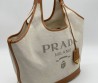 Женская текстильная сумка Prada 34х23х16 бежевая 2025
