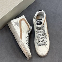 Женские высокие кожаные кеды Golden Goose Mid Star LTD белые 2025