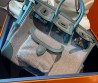 Женская комбинированная сумка Hermes Birkin Cargo голубая 25 см 2025