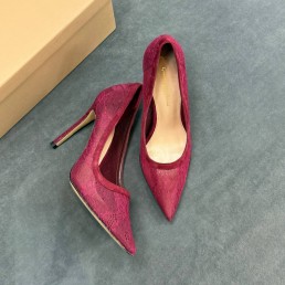 Женские текстильные туфли Gianvito Rossi бордовые каблук 8,5 см 2025
