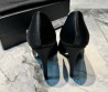 Женские атласные туфли Saint Laurent черные каблук 10 см 2025