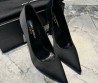 Женские атласные туфли Saint Laurent черные каблук 10 см 2025