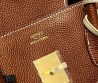 Женская кожаная сумка Hermes коричневая 40х20х19 2025