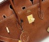 Женская кожаная сумка Hermes коричневая 40х20х19 2025