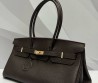 Женская кожаная сумка Hermes темно-коричневая 40х20х19 2025