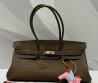 Женская кожаная сумка Hermes зеленая 40х20х19 2025
