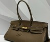 Женская кожаная сумка Hermes зеленая 40х20х19 2025