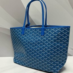 Женская кожаная сумка Goyard синяя 35х27х16 2025