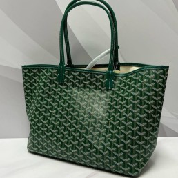 Женская кожаная сумка Goyard зеленая 35х27х16 2025