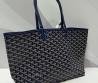Женская кожаная сумка Goyard темно-серая с синим 35х27х16 2025