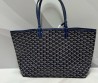 Женская кожаная сумка Goyard темно-серая с синим 35х27х16 2025