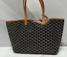 Женская кожаная сумка Goyard черная с коричневым 35х27х16 2025