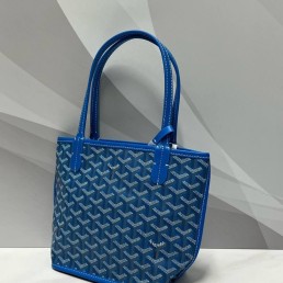 Женская кожаная сумка Goyard синяя 20х20х11 2025