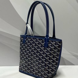 Женская кожаная сумка Goyard синяя с черным 20х20х11 2025