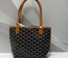 Женская кожаная сумка Goyard черная с коричневым 20х20х11 2025