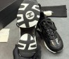 Женские комбинированные кроссовки Chanel черные глянцевые 2025