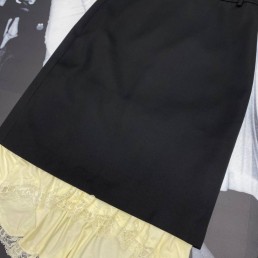 Женская юбка миди Balenciaga черная с кружевной подкладкой 2025