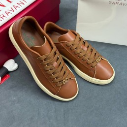 Женские кожаные кеды Valentino коричневые 2025