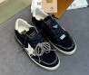 Женские замшевые кроссовки Golden Goose Ball Star черные со стразами 2025