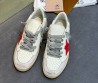 Женские кожаные кроссовки Golden Goose Ball Star белые с красной звездой 2025