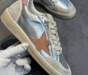 Женские кожаные кроссовки Golden Goose Ball Star серебристые с замшевыми вставками 2025
