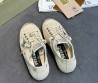Женские замшевые кроссовки Golden Goose Ball Star бежевые с серебряной звездой 2025