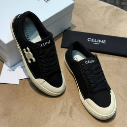 Женские текстильные кеды Celine черные с резиновым носом 2025