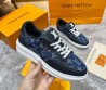 Мужские комбинированные кроссовки Louis Vuitton синие с монограммами 2025