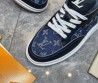 Мужские комбинированные кроссовки Louis Vuitton синие с монограммами 2025