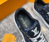 Мужские комбинированные кроссовки Louis Vuitton синие с монограммами 2025