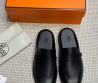 Мужские кожаные мюли Hermes Likely черные 2025