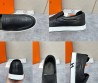 Мужские кожаные слипоны Hermes Lucky черные с белой подошвой 2025