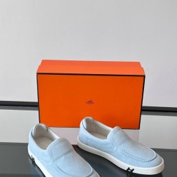Мужские замшевые слипоны Hermes Lucky голубые 2025