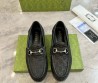 Мужские кожаные лоферы Gucci черные с логотипами 2025