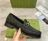 Мужские кожаные лоферы Gucci черные с логотипами 2025