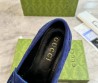Мужские замшевые лоферы Gucci синие с логотипами 2025