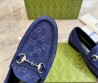 Мужские замшевые лоферы Gucci синие с логотипами 2025