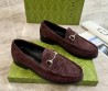 Мужские замшевые лоферы Gucci коричневые с логотипами 2025