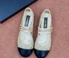 Женские сетчатые балетки Chanel бежевые с черным кожаным носом 2025